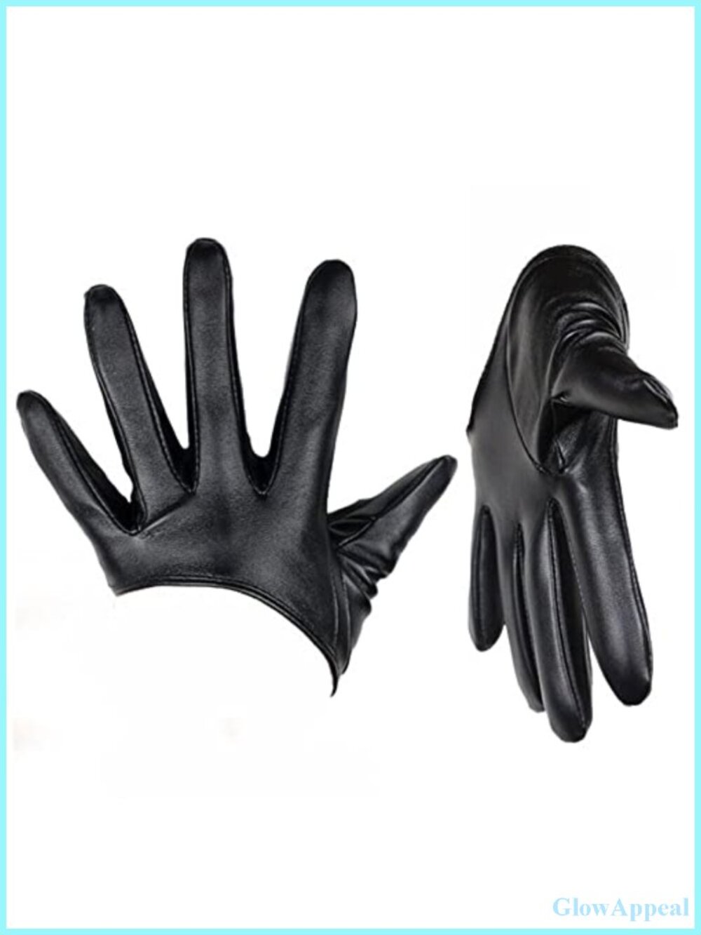 PU Leather Half Finger Gloves for Women, Five Finger Driving Dress Cosplay